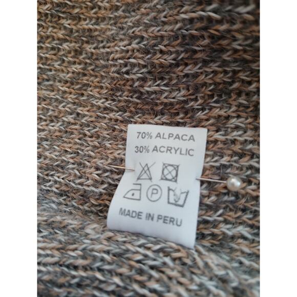 Simply Natural Alpaca Blend Openfront Cardigan Gray White Beige Made in Peru XL - Picture 8 of 10